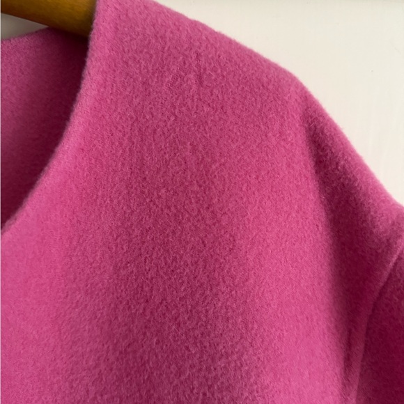 Eileen Fisher Vibrant Pink Open-Front Blazer 3x boiled wool cashmere blend FLAWS - Picture 6 of 9